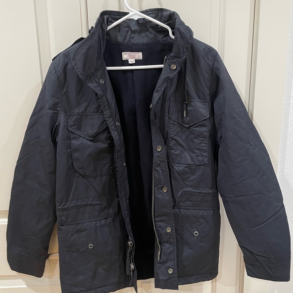 Wallace & Barnes Utility Jacket Mens XS Hidden Hood Fleece Lined J Crew Bomber - Picture 1 of 5